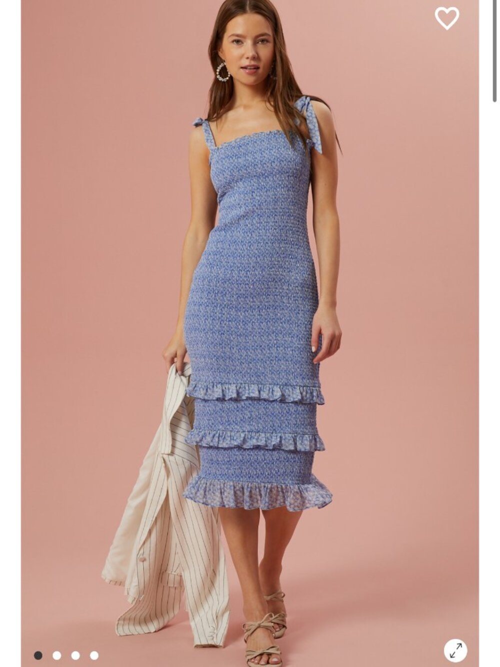Sienna Smocked Midi Dress Altar'd State Blue Dress NWT